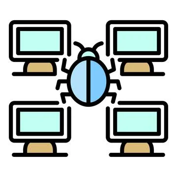 Computer network bug icon color outline vector Stockillustratie