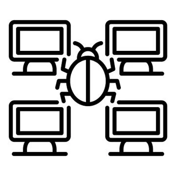 Computer network bug icon, outline style 스톡 일러스트