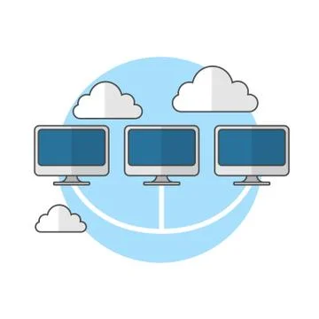 Computer network. Business illustration, digital solutions icon. Vector Stock-Illustration