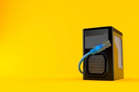 Computer with network cable Illustrazione stock
