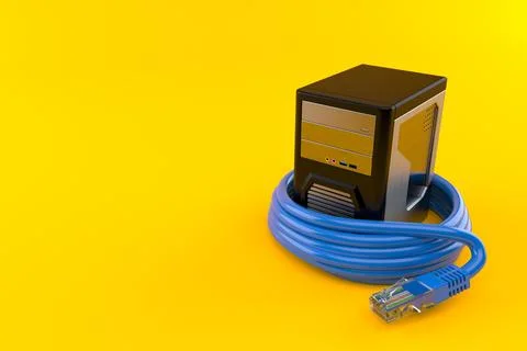 Computer with network cable 스톡 일러스트