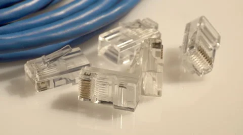 Computer network cables and connectors Stock Footage 61440054