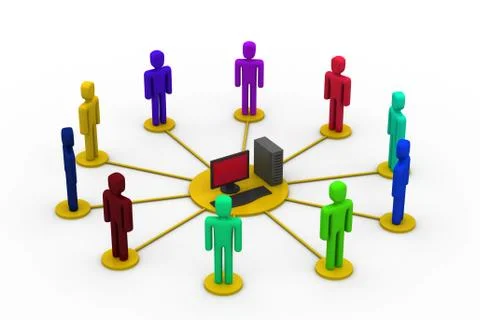 Computer network. communicating data Illustrazione stock