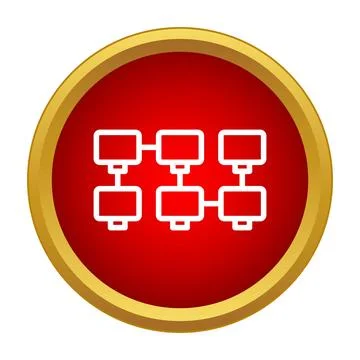 Computer network communication flow hierarchy icon web Stock Illustration