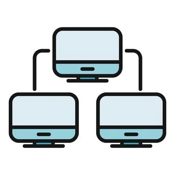 Computer network connecting data and information systems Illustrazione stock