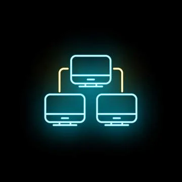 Computer network connecting devices neon glowing icon Stock-Illustration