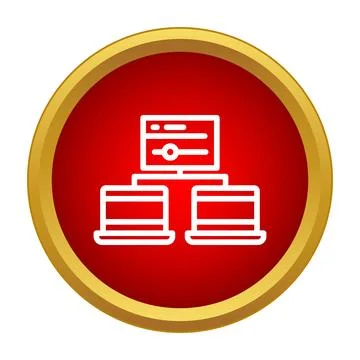 Computer network connecting devices showing server and laptops Stock Illustration