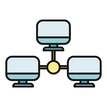 Computer network connecting multiple devices for data sharing Illustrazione stock