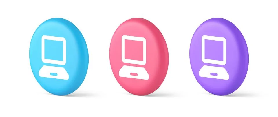 Computer network connection button digital information browsing 3d realistic  Stock Illustration