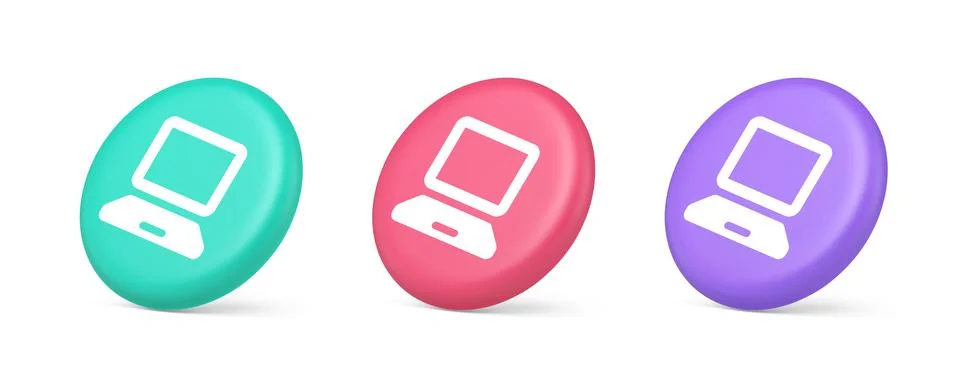 Computer network connection button digital information browsing 3d realistic  Illustrazione stock