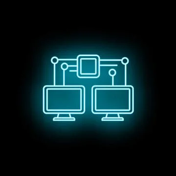 Computer network connection data transfer neon glow 库存插图