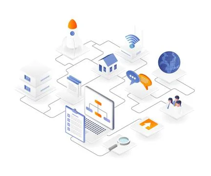 Computer network control system 스톡 일러스트