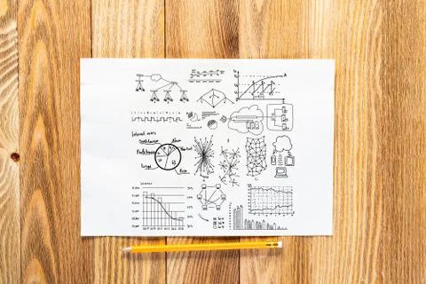 Computer network creation pencil hand drawn Foto stock