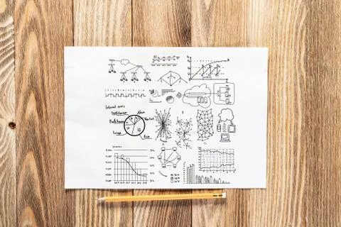Computer network creation pencil hand drawn Foto stock