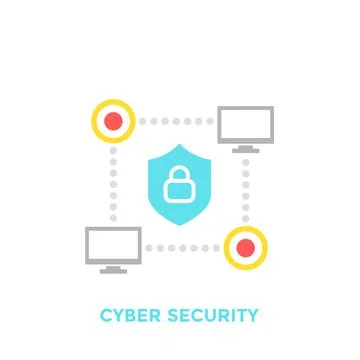 Computer network, cyber security, internet technologies vector icon Stock Illustration