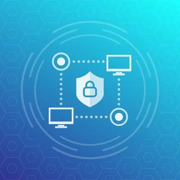 Computer network, cyber security vector icon Stock Illustration