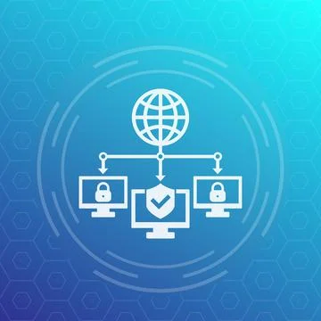 Computer network, cybersecurity technologies vector icon Stock Illustration