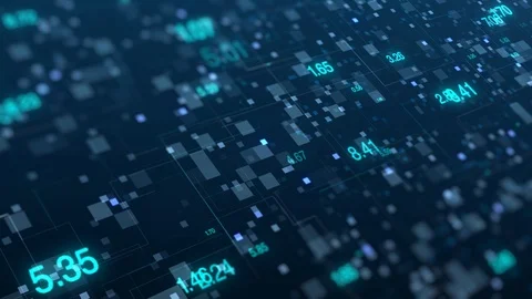 Computer network in cyperspace with glowing data numbers on blue background. Stock Footage 114682476