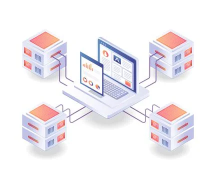Computer network data analysis server Stock-Illustration