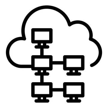 Computer network data cloud icon, outline style 스톡 일러스트