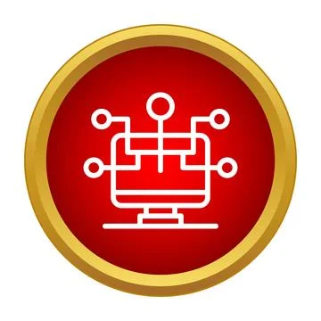 Computer network data connection technology icon on red background Stock Illustration