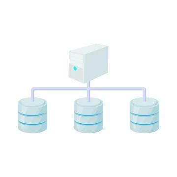 Computer network database icon, cartoon style Stock Illustration