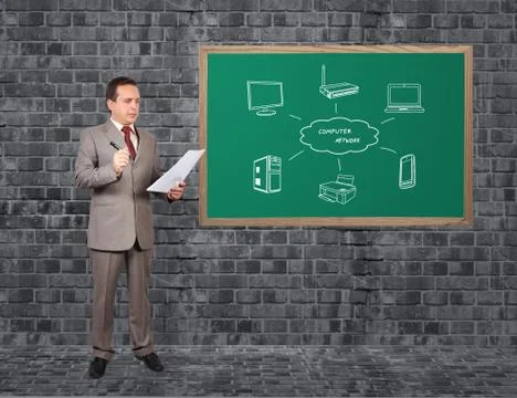 Computer network on desk Illustrazione stock