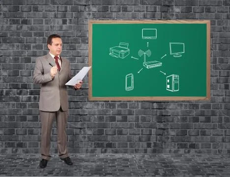 Computer network on desk Illustrazione stock