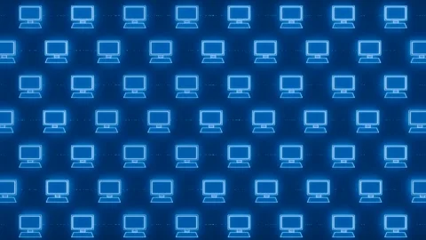 Computer network with desktop PCs. Vídeo Stock 303000557