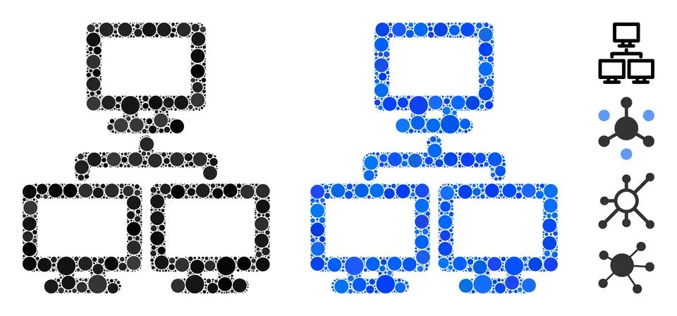 Computer Network Group Composition Icon of Spheric Items Ilustración de archivo