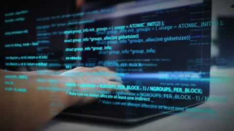 Computer network hackers tap code to steal data information Stock Footage 166681796