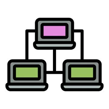 Computer network icon color outline vector Stock Illustration