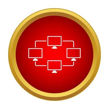 Computer network icon connecting devices for data sharing 库存插图