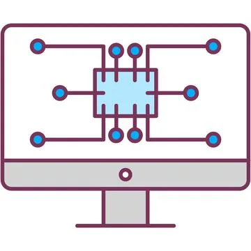 Computer network icon digital tech flat vector Stock Illustration