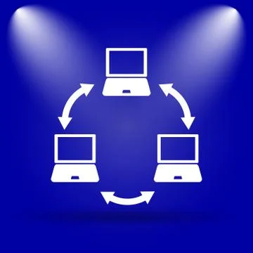 Computer network icon. Flat icon on blue background.. Stock Illustration
