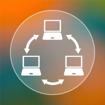 Computer network icon. Internet button on colored  background.. 스톡 일러스트