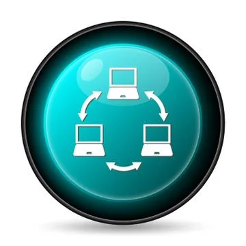 Computer network icon. Internet button on white background.. Illustrazione stock