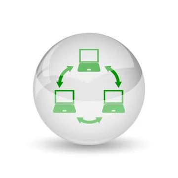 Computer network icon. Internet button on white background.. Illustrazione stock