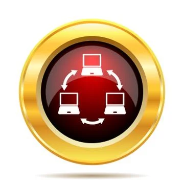 Computer network icon. Internet button on white background.. Illustrazione stock