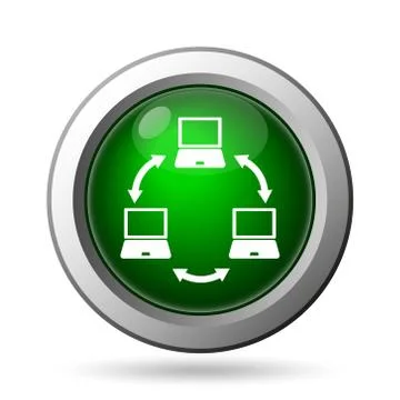 Computer network icon. Internet button on white background. Illustrazione stock