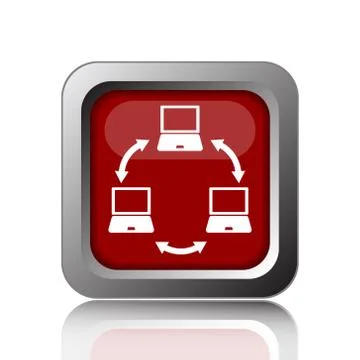 Computer network icon. Internet button on white background. Illustrazione stock