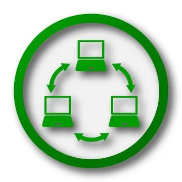 Computer network icon. Internet button on white background.. Illustrazione stock