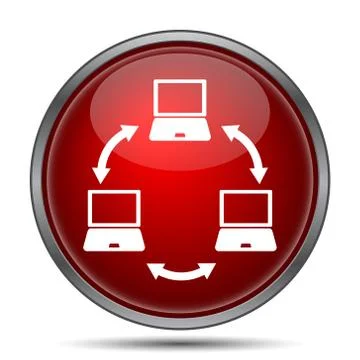Computer network icon. Internet button on white background.. Illustrazione stock