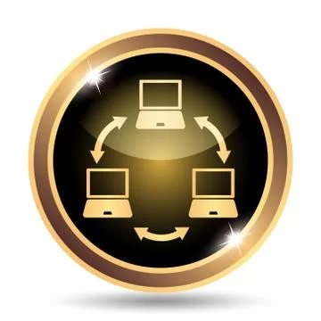 Computer network icon. Internet button on white background.. Stock Illustration