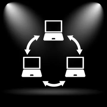 Computer network icon. Internet button on black background.. Illustrazione stock