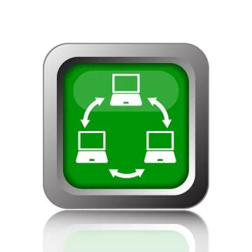 Computer network icon. Internet button on black background.. Illustrazione stock