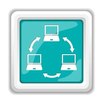Computer network icon. Internet button on white background.. Illustrazione stock