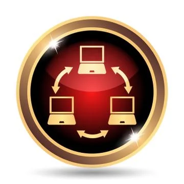 Computer network icon. Internet button on white background.. Illustrazione stock