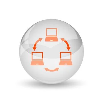 Computer network icon. Internet button on white background.. Illustrazione stock