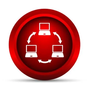 Computer network icon. Internet button on white background.. Illustrazione stock